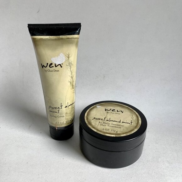 Wen Sweet Almond Mint Styling Creme and Re Moist Intensive Hair Treatment USED - Picture 1 of 2